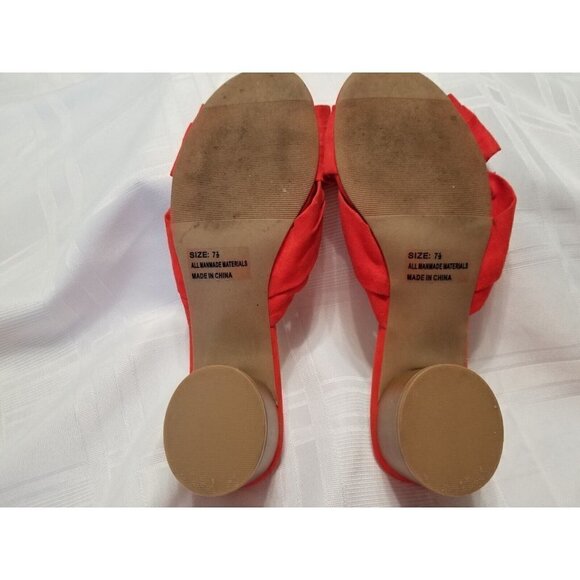 Lulus Faux Orange Suede Mules Slide Sandal Heels Stacked Heel Womens Size 7.5 M - Picture 7 of 8